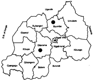 Rwanda Cartina con i distretti